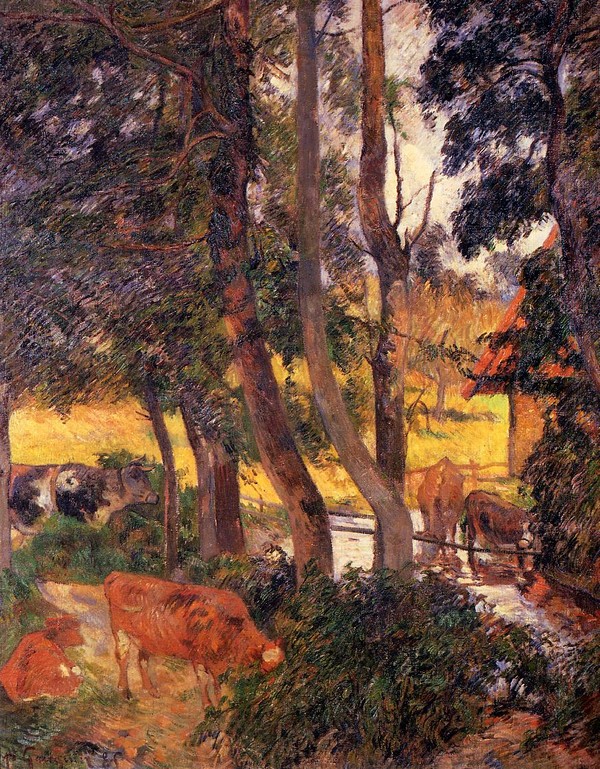Cattle Drinking - Paul Gauguin Painting